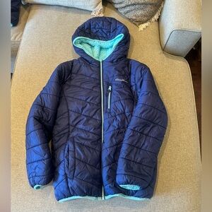 Eddie Bauer kids Navy reversible puffy jacket boys
